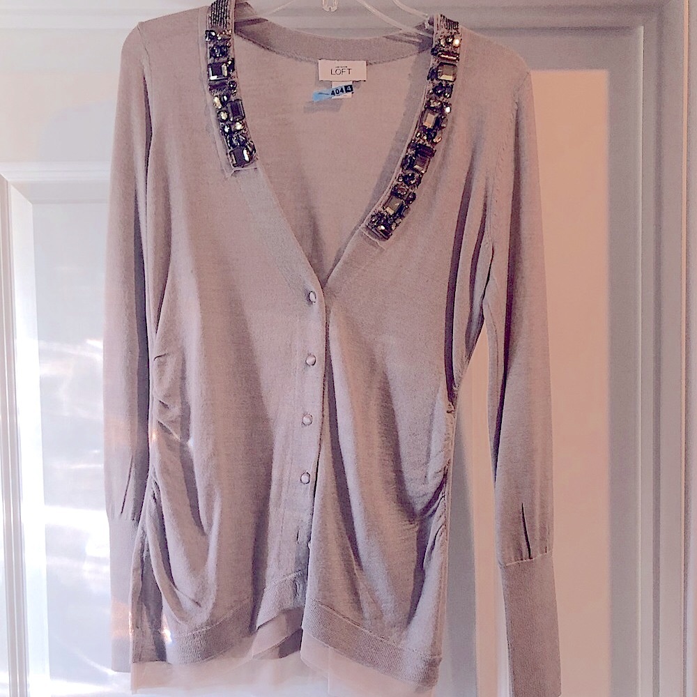 Loft cardigan sweater w embellishments